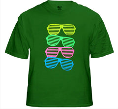 80's Style Sunglasses Black Light Responsive T-Shirt