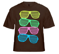 80's Style Sunglasses Black Light Responsive T-Shirt