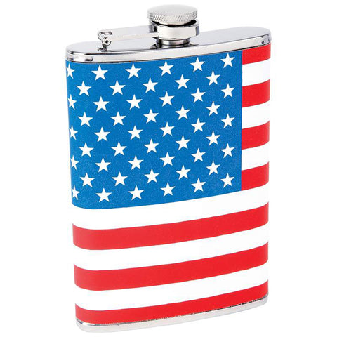 8oz Stainless Steel Flask with American Flag Wrap