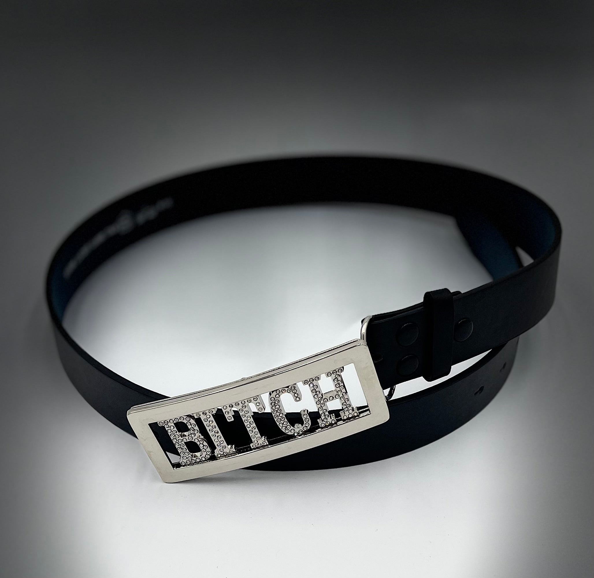 Bitch custom belt buckle silver frame rhinestone letter with free belt 