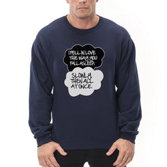 "I Fell In Love" John Green Quote from The Fault in Our Stars Crew Neck Sweatshirt Navy Blue