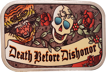 Death Before Dishonor Traditional Ed Hardy Style Tattoo Belt Buckle W/FREE Leather Belt