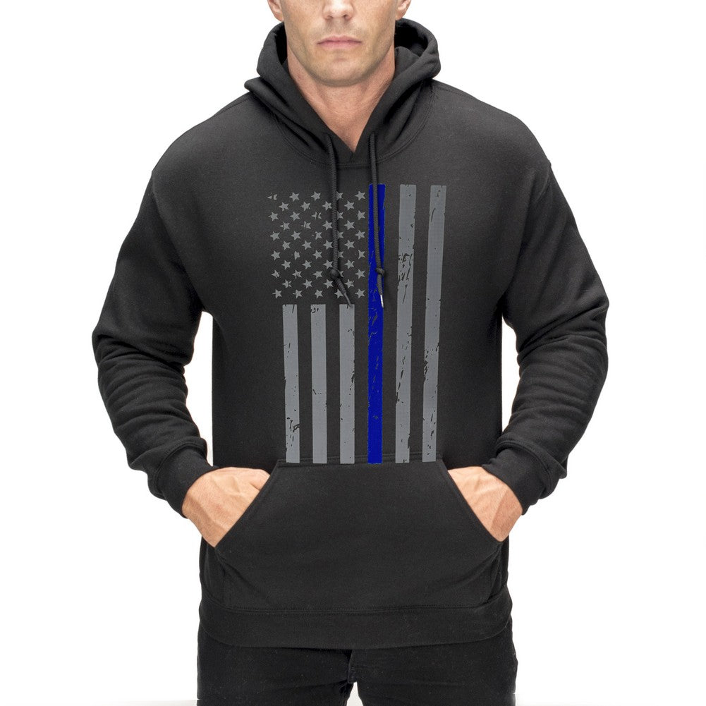 Police Thin Blue Line American Flag - Support Police Department Adult Hoodie