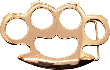 Chrome Polished Brass Knuckle Belt Buckle With FREE Leather Belt