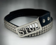 STUD custom belt buckle Silve frame silver letters with free belt 