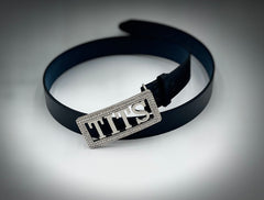 TITS custom belt buckle rhinestone frame silver letters with free belt