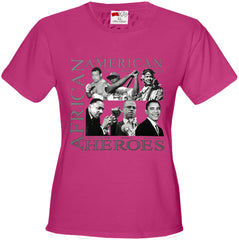 African American Hero Icons Girls T-shirt Hot Pink