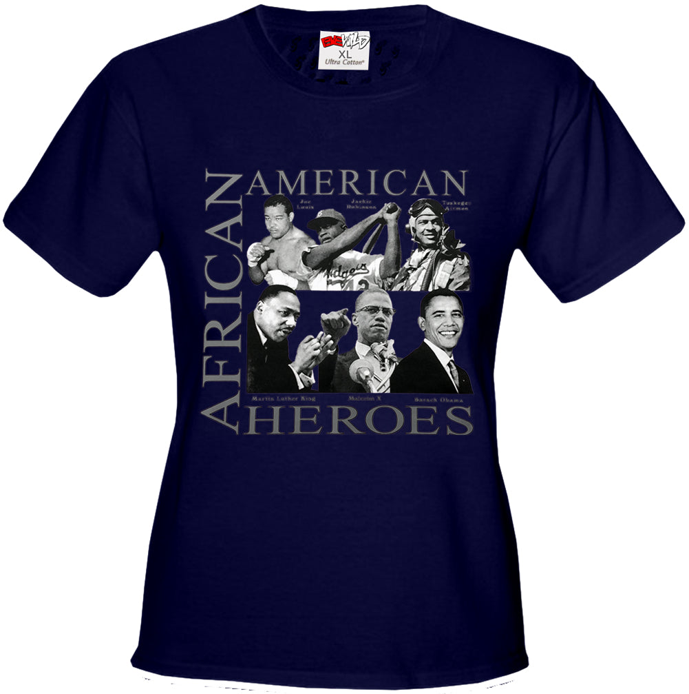 African American Hero Icons Girls T-shirt Navy Blue