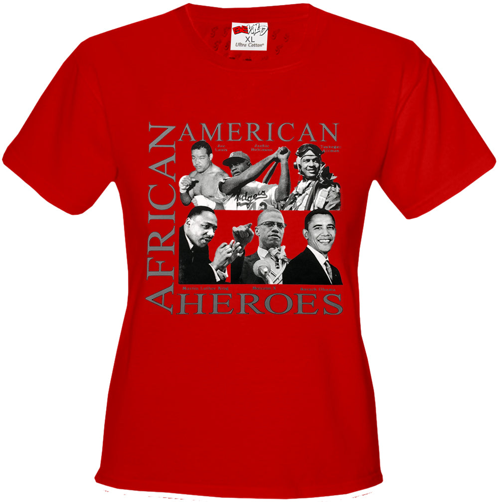 African American Hero Icons Girls T-shirt Red