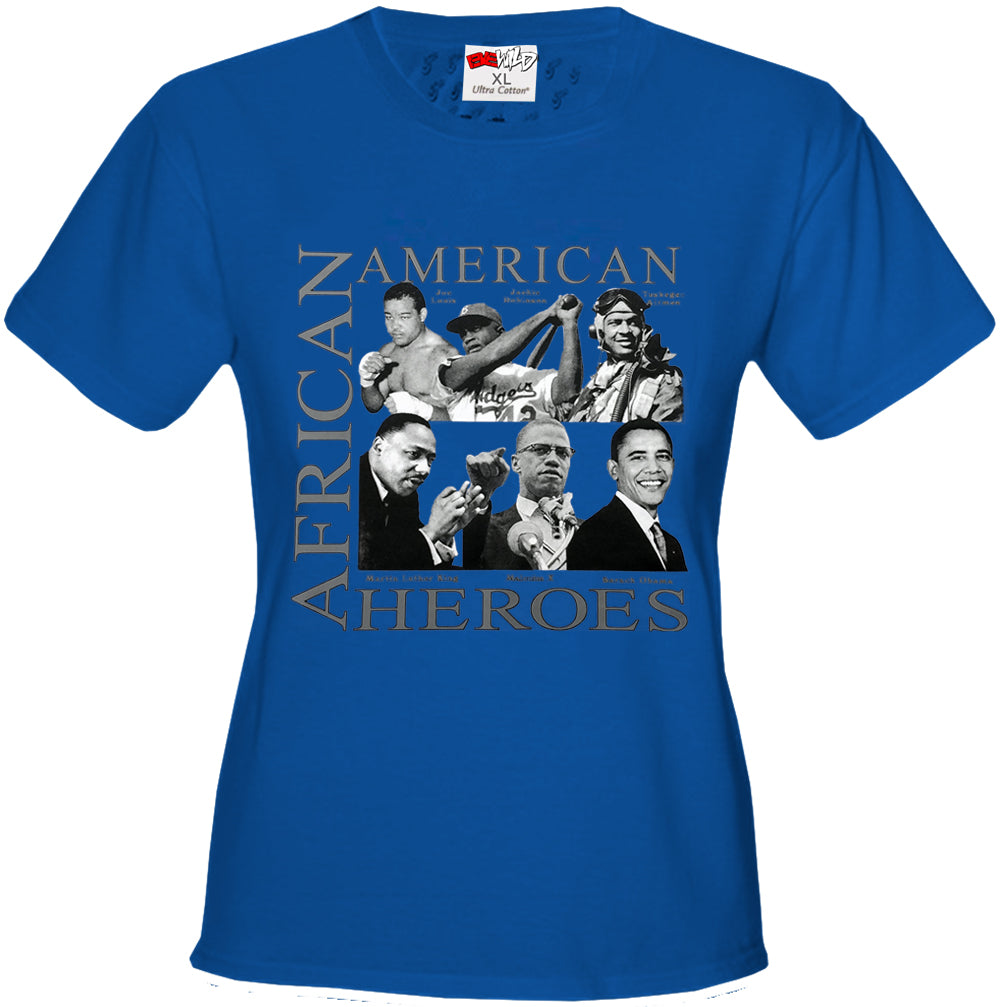 African American Hero Icons Girls T-shirt Royal Blue