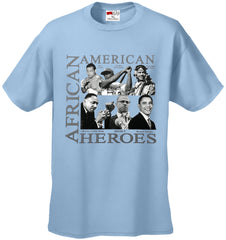 African American Hero Icons Mens T-shirt Light Blue