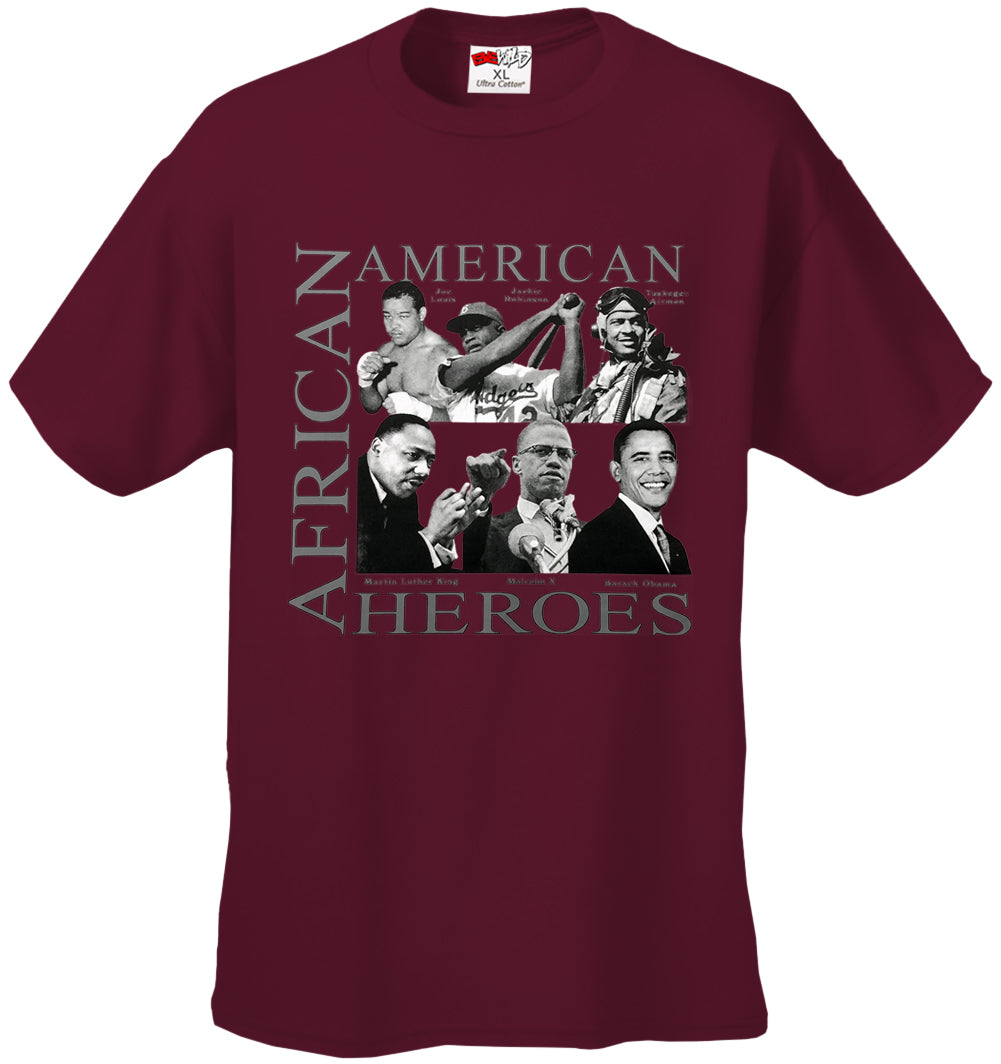 African American Hero Icons Mens T-shirt Maroon
