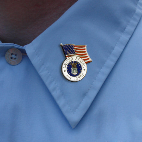 Air Force With Flag Lapel Pin