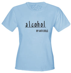 Alcohol Anti-Drug Girls T-Shirt Light Blue
