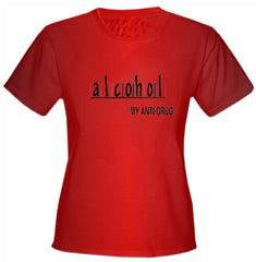 Alcohol Anti-Drug Girls T-Shirt Red