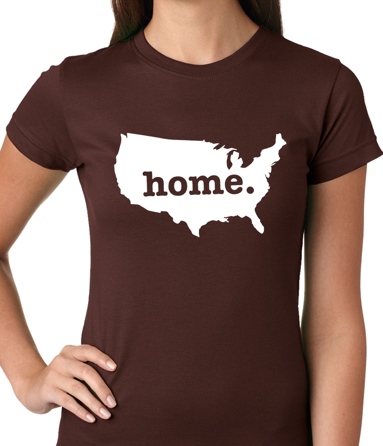 America is Home Girls T-shirt Brown
