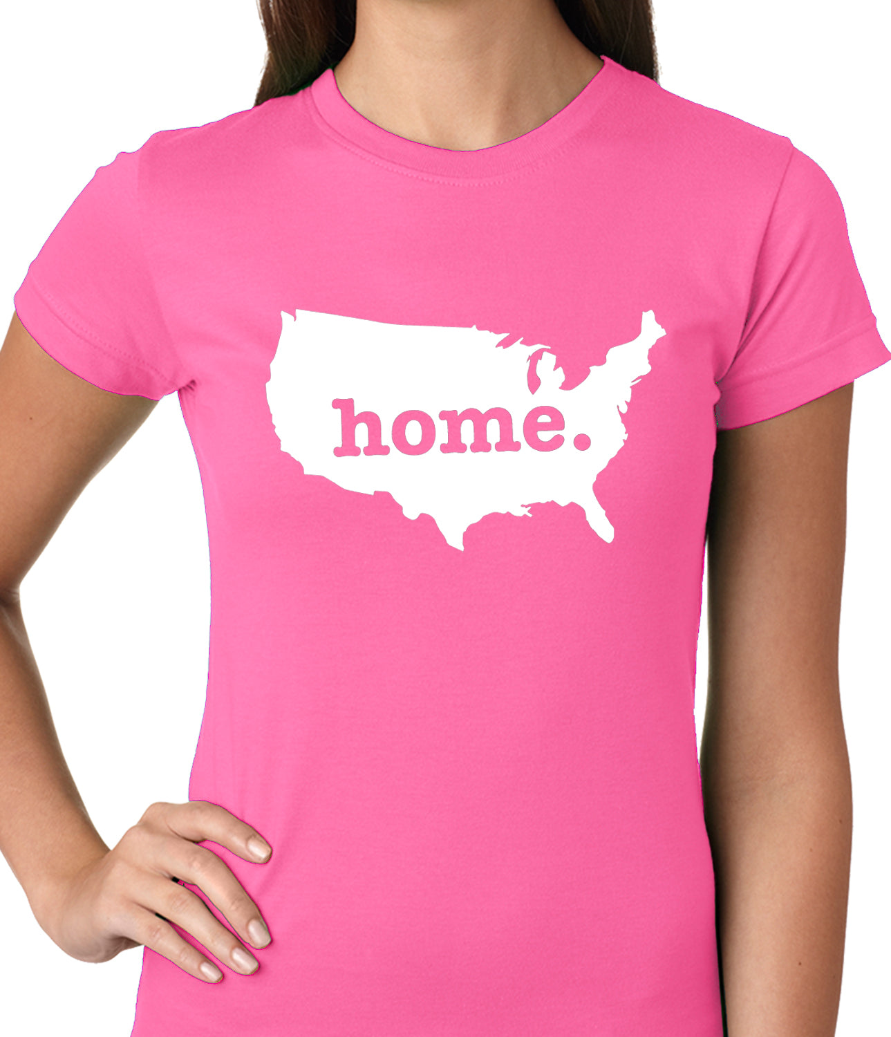America is Home Girls T-shirt Hot Pink