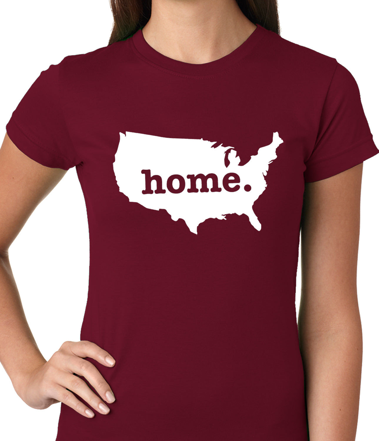 America is Home Girls T-shirt Maroon