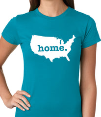 America is Home Girls T-shirt Turquoise