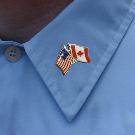 American And Canadian Flag Lapel Pin