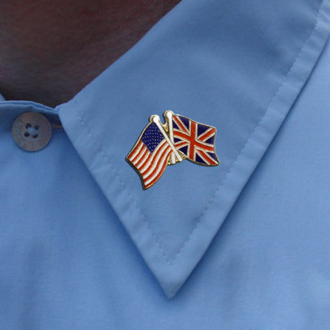 American And Great Britian Flags Lapel Pin