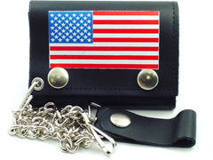 American Flag Genuine Leather Chain Wallet