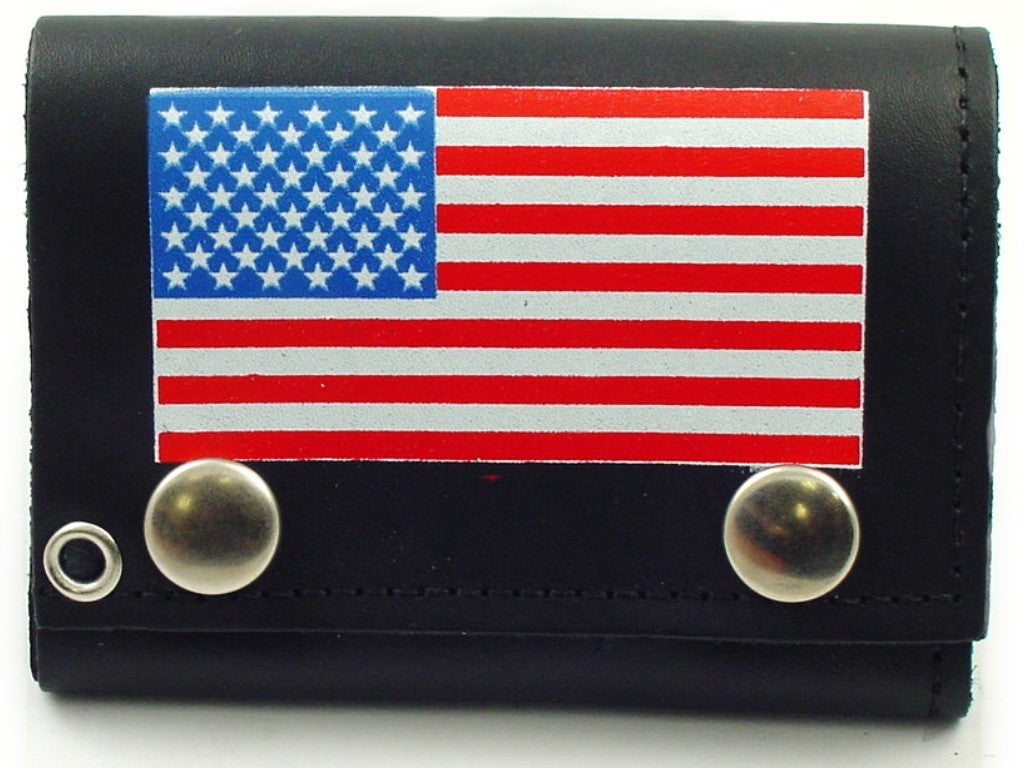 American Flag Genuine Leather Chain Wallet