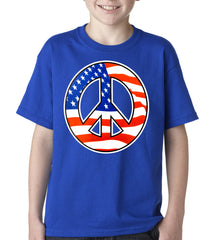 American Flag Peace Sign Kids T-shirt Royal Blue