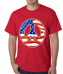 American Flag Peace Sign Mens T-shirt