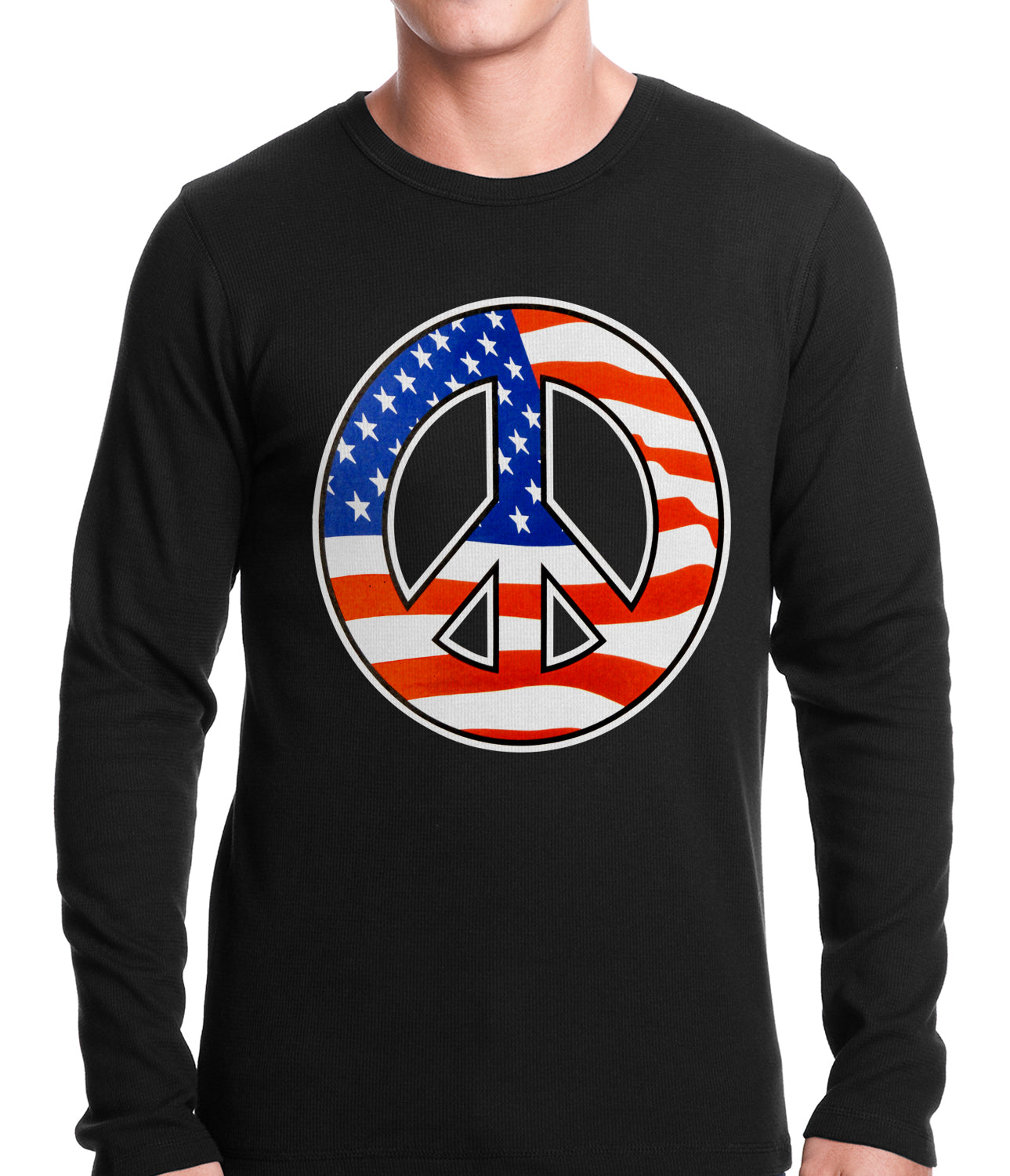 American Flag Peace Sign Thermal Shirt