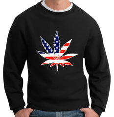 American Flag Pot Leaf Crewneck Sweatshirt