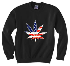 American Flag Pot Leaf Crewneck Sweatshirt