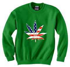 American Flag Pot Leaf Crewneck Sweatshirt