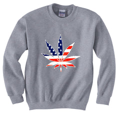 American Flag Pot Leaf Crewneck Sweatshirt
