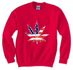 American Flag Pot Leaf Crewneck Sweatshirt