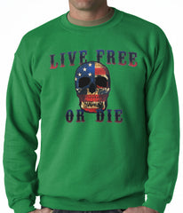 American Flag Skull - Live Free or Die Adult Crewneck