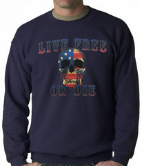 American Flag Skull - Live Free or Die Adult Crewneck