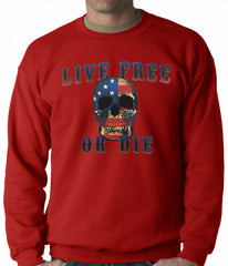 American Flag Skull - Live Free or Die Adult Crewneck