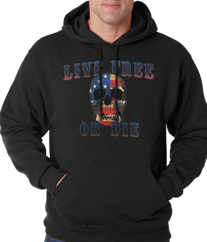 American Flag Skull - Live Free or Die Adult Hoodie