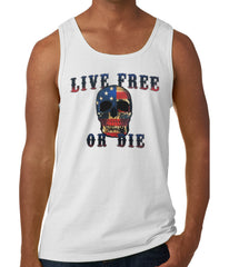 American Flag Skull - Live Free or Die Tank Top White