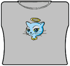 Angel Kitty Girls T-Shirt Light Grey