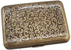Antique Brass Paisley Cigarette Case Front View