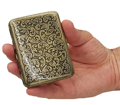 Antique Brass Paisley Cigarette Case (Regular Size Cigarettes)