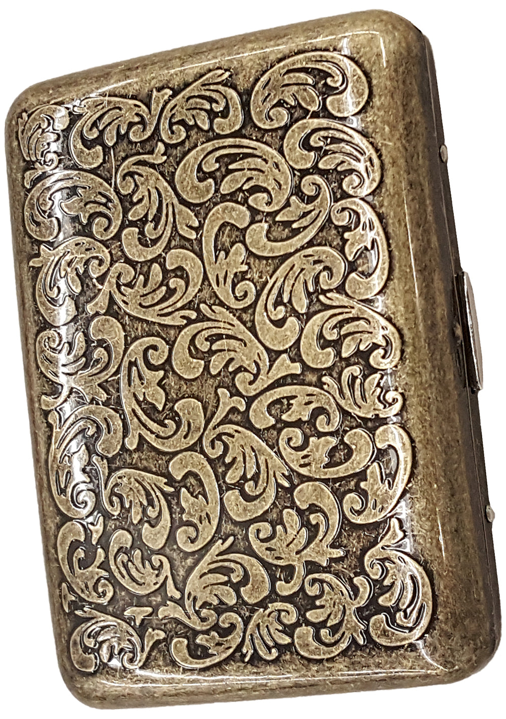 Antique Brass Paisley Cigarette Case (Regular Size Cigarettes