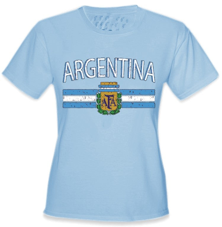 Argentina Vintage Flag International Girls T-Shirt Light Bule