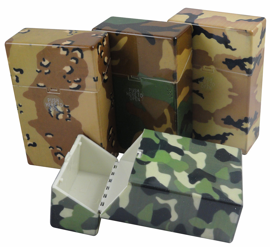 Assorted Camouflage Flip Top Cigarette Strong Box (For Regular Size Only)