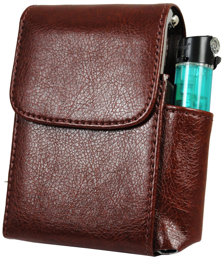 Automatic Rising Cigarette Case with Lighter Holder Maroon