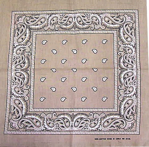 Bandanas - Khaki Paisley Bandana