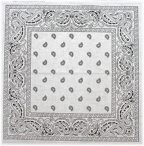 Bandanas - White Paisley Bandanna