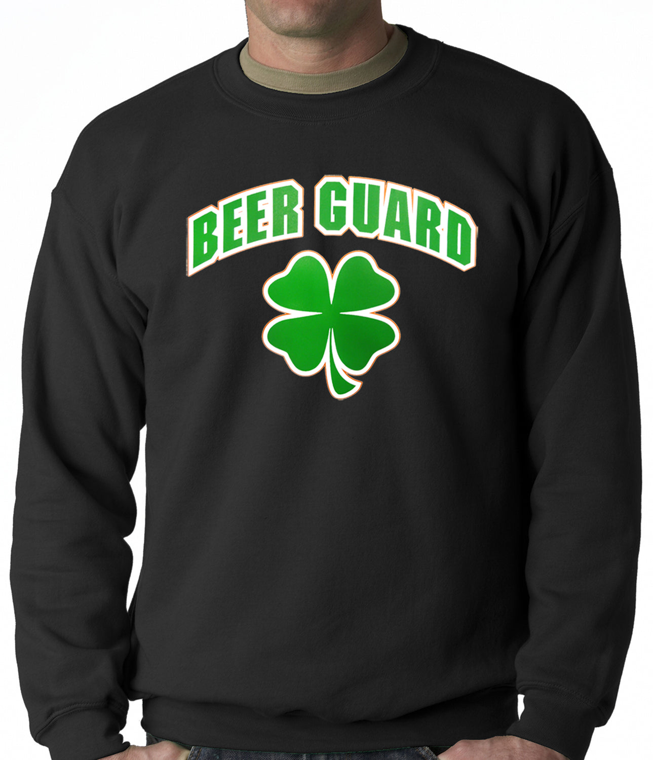 Beer Guard Irish Shamrock St. Patrick's Day Crewneck Black